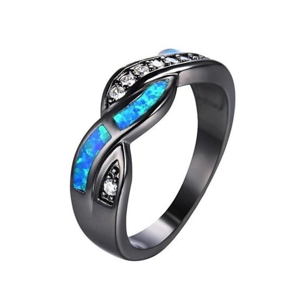 Mystical Magik Twisted Ocean Blue Opal Ring size 8